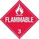 Flammable 3 Sign - Premium Fiberglass, For Use In Placard Holders - Red on White - 10.75 x 10.75