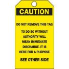 Blank Accident Prevention Tag No Grommet