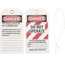 DANGER Do Not Operate Lockout Tagout Tags - Write-on Paper Cardstock, 5.75 In x 3 In, Black/Red on White