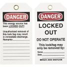 DANGER Locked Out Do Not Operate Lockout Tagout Tags - Write-on Paper Cardstock, 5.75 In x 3 In, Black/Red on White