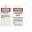 DANGER Locked Out Do Not Operate Lockout Tagout Tags - Write-on Paper Cardstock, 5.75 In x 3 In, Black/Red on White