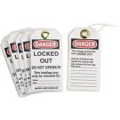 LOCKED OUT DO NOT OPERATE This lock/tag may only be removed by: Lockout Tagout Tags - Heavy Duty Polyester, 5.75 In x 3 In, Black/Red on White