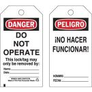DO NOT OPERATE This lock/tag may only be removed by: Lockout Tagout Tags - Heavy Duty Polyester, 5.75 In x 3 In, Black/Red on White
