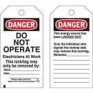 DANGER Do Not Operate Lockout Tagout Tags - Write-on Paper Cardstock, 5.75 In x 3 In, Black/Red on White
