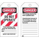 DANGER: DO NOT OPERATE Lockout Tagout Tags - Economy Polyester, 5.75 In x 3 In, Black/Red on White
