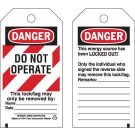 DANGER Do Not Operate Lockout Tagout Tags - Write-on Paper Cardstock, 5.75 In x 3 In, Black/Red on White