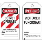 DANGER: DO NOT OPERATE Lockout Tagout Tags - Economy Polyester, 5.75 In x 3 In, Black/Red on White