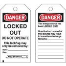 DANGER: LOCKED OUT DO NOT OPERATE Lockout Tagout Tags - Economy Polyester, 5.75 In x 3 In, Black/Red on White