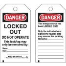 DANGER: LOCKED OUT DO NOT OPERATE Lockout Tagout Tags - Economy Polyester, 5.75 In x 3 In, Black/Red on White