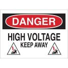 DANGER High Voltage Keep Away Sign - Light Duty Plastic - Black/Red on White - 7 x 10
