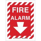 Fire Alarm Sign - Self-sticking Polyester - White on Red - 14 x 10
