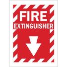 Fire Extinguisher Sign - Self-sticking Polyester - White on Red - 14 x 10