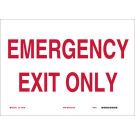 Emergency Exit Only Sign - Non-reflective Aluminum - Red on White - 10 x 14