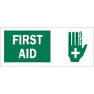 First Aid Sign - Premium Fiberglass - Green on White - 7 x 17