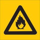 Flammable Picto Sign - Self-sticking Polyester - Black on Yellow - 10 x 10