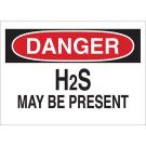 DANGER H2S May Be Present Sign - Premium Fiberglass - Black/Red on White - 10 x 14
