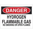 DANGER Hydrogen Flammable Gas No Smoking Or Open Flames Sign - Premium Fiberglass - Black/Red on White - 10 x 14