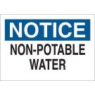 NOTICE Non-Potable Water Sign - Light Duty Plastic - Black/Blue on White - 10 x 14
