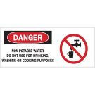 DANGER Non-Potable Water Do Not Use For Drinking, Washing Or Cooking Purposes Sign - Premium Fiberglass - Black/Red on White - 7 x 17