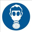 Respirator Picto Sign - Self-sticking Polyester 7 x 7 - Blue on White