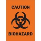 CAUTION Biohazard Sign - Light Duty Plastic - Black on Orange - 10 x 7