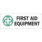 First Aid Equipment Sign - Premium Fiberglass - Black/Green on White - 3.5 x 10