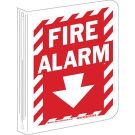 L Fire Alarm Sign - Rigid Polyethylene, High Visibility L-style - White on Red - 12 x 9