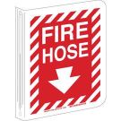 L Fire Hose Sign - Rigid Polyethylene, High Visibility L-style - White on Red - 12 x 9