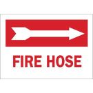 Fire Hose Sign - Non-reflective Aluminum - Red on White - 10 x 14