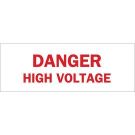 DANGER High Voltage Sign - Self-sticking Polyester - Red on White - 5 x 14