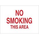 No Smoking This Area Sign - Self-sticking Polyester - Red on White - 7 x 10