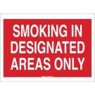 Designated Smoking Area Sign - Light Duty Plastic - White on Red - 10 x 14
