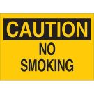 CAUTION No Smoking Sign - Non-reflective Aluminum - Black on Yellow - 7 x 10