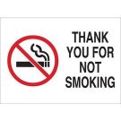 Thank You For Not Smoking Sign - Light Duty Plastic - Black/Red on White - 10 x 14