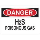 DANGER H2S Poisonous Gas Sign - Non-reflective Aluminum - Black/Red on White - 10 x 14