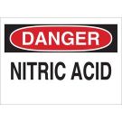 DANGER Nitric Acid Sign - Light Duty Plastic - Black/Red on White - 7 x 10