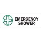 Emergency Shower Sign - Light Duty Plastic - Black/Green on White - 10 x 14