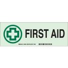 BradyGlo First Aid Sign - Photoluminescent Polyester - Green on Glow - 3.5 x 10