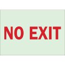 BradyGlo No Exit Sign - Photoluminescent Polyester - Red on Glow - 10 x 14