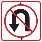 No U-Turn Picto Sign - Premium Fiberglass 24 x 24 - Black/Red on White