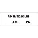 Receiving Hours __Am-_ Pm Sign - Premium Fiberglass 7x20 - Black on White