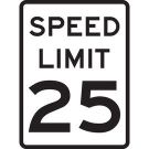 Speed Limit 25 Sign - Premium Fiberglass 24x18 - Black on White