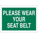 Please Wear Your Seat Belt Sign - Premium Fiberglass 10x14 - Green on White
