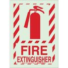 Bradyglo Fire Extinguisher Sign - Glow-in-the-dark Plastic - Red on Glow - 14 x 10