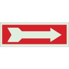 BradyGlo Right Arrow Sign - Photoluminescent Polyester - Red on Glow - 5 x 14