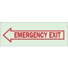 BradyGlo Emergency Exit Sign - Photoluminescent Polyester - Red on Glow - 3.5 x 10