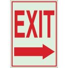 BradyGlo Exit Sign - Photoluminescent Polyester - Red on Glow - 14 x 10