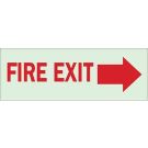 Bradyglo Fire Exit Sign - Photoluminescent Polyester - Red on Glow - 3.5 x 10