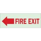 BradygloFire Exit Sign - Photoluminescent Polyester - Red on Glow - 3.5 x 10