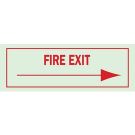 Bradyglo Fire Exit Sign - Photoluminescent Polyester - Red on Glow - 3.5 x 10